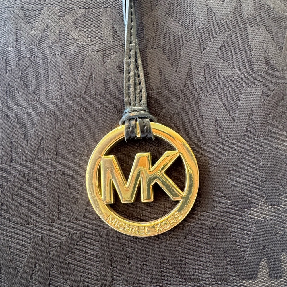 MICHAEL KORS Black/Black Monogram Fabric Tote - Picture 5 of 12